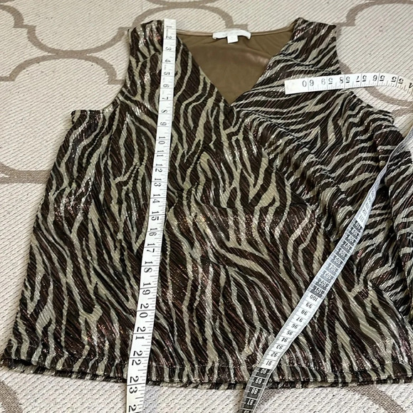 Anthropologie Eri + Ali metallic faux wrap sleeveless elastic waistband blouse - Picture 11 of 17